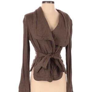 BCBGMAXAZRIA Brown Open Double Breasted Cardigan with Belt, XXS
